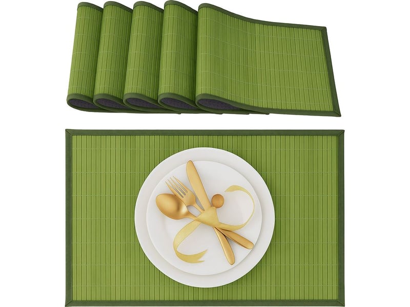  Relaxdays set de table, 6 dessous, rectangulaire, 45 x 30 cm, pour la salle à manger ou la cuisine, vert  - Conforama A