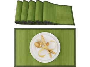 Relaxdays set de table, 6 dessous, rectangulaire, 45 x 30 cm, pour la salle à manger ou la cuisine, vert