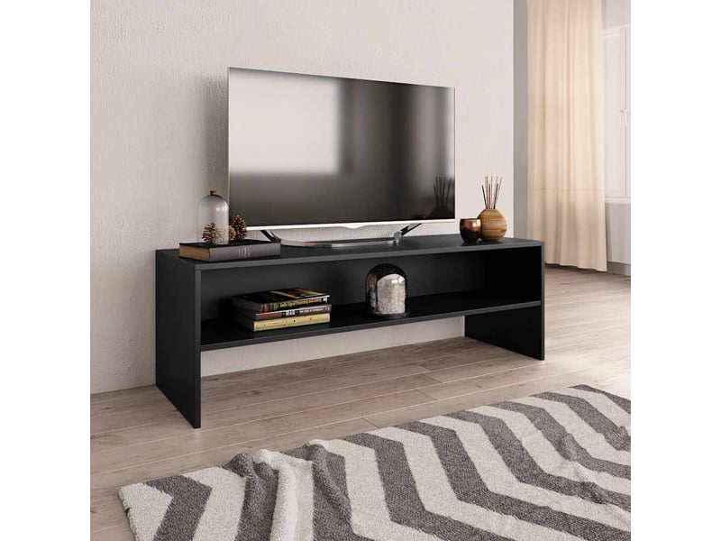  Meuble tv - banc tv - meuble de rangement noir 120x40x40 cm bois d'ingénierie  - Conforama B