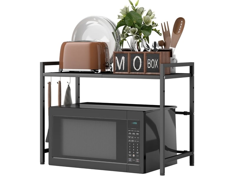  Support micro-ondes 64x32x47,5 cm extensible métal noir  - Conforama A