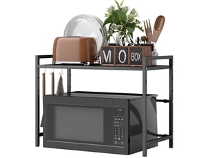 Support micro-ondes 64x32x47,5 cm extensible métal noir