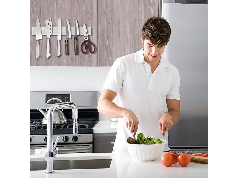  Porte-couteau magnétique 30 cm, bande magnétique pour couteaux en acier inoxydable, plaque aimantée murale, aucun perçage nécessaire, aimant super p  - Conforama C