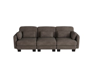 Canapé droit modulable 3 places 253x88x88 cm en chenille marron