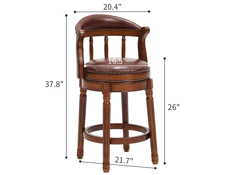  Tabouret de bar pivotant,54,8x54,8x96 cm,avec dossier,cuir véritable,marron  - Conforama C