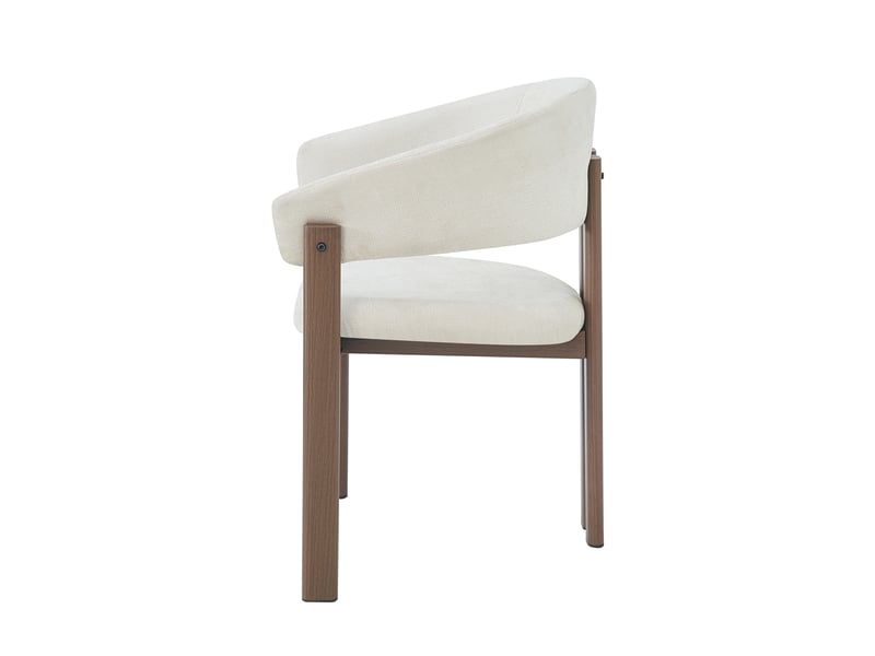  Lot de 4 chaises de salle à manger 61,5x52,5x83 cm avec accoudoirs métal beige et noyer  - Conforama A