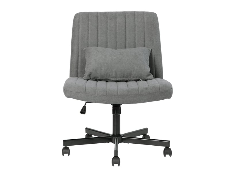  Chaise de bureau gris foncé en tissu, fauteuil de bureau sans accoudoirs pivotant et réglable en hauteur avec roulettes silencieuses  - Conforama A