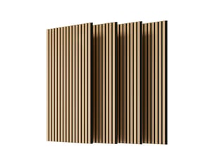 Lot de 4 panneaux acoustiques muraux à lattes, effet chêne blanc, mdf et polyester