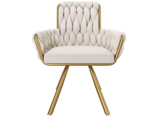 Lot de 6 chaises 56x58x85 cm, chaises salle à manger, haut dossier, pivotantes 360°, métal, velours beige