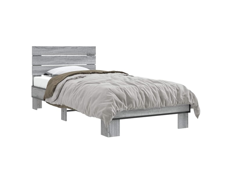  Lit simple- lit adulte -  cadre de lit avec tête de lit sonoma gris 80 x 200 cm  - Conforama A
