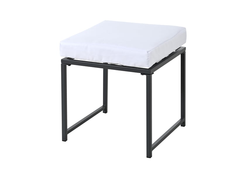  Salon de jardin,117x117 cm,7 pièces pour 6 personnes,métal et coussins,noir et blancs  - Conforama E