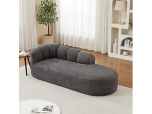 Méridienne 2 places sans accoudoirs en tissu chenille gris anthracite