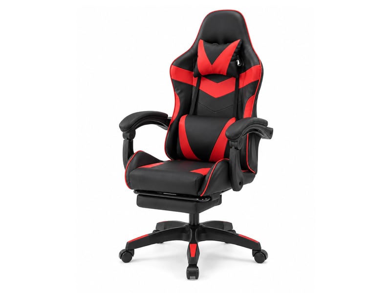  Chaise gaming de bureau ergonomique inclinable noir et rouge akron  - Conforama A