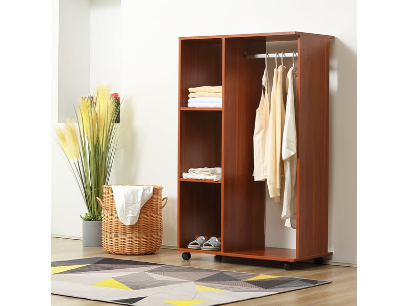  Armoire penderie armoire de rangement mobile panneaux de particules noyer coloris  - Conforama D