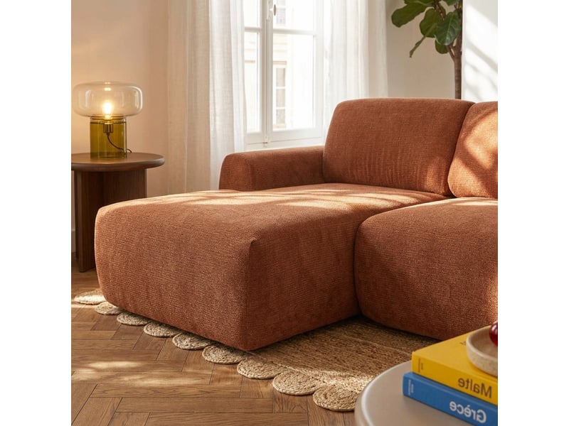  Canapé d'angle gauche compressé westa 4 places tissu chenille terracotta  - Conforama E