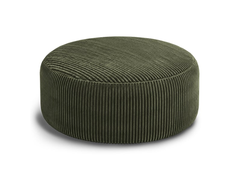 Pouf géant 143x143x55 cm – vert – canapé rond en velours côtelé, mousse à mémoire de forme pour salon et chambre  - Conforama A