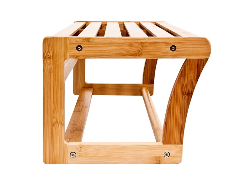  Étagère porte-serviettes murale pratique salle de bain 60 x 25 x 15 cm en bambou naturel 13_0003091  - Conforama B