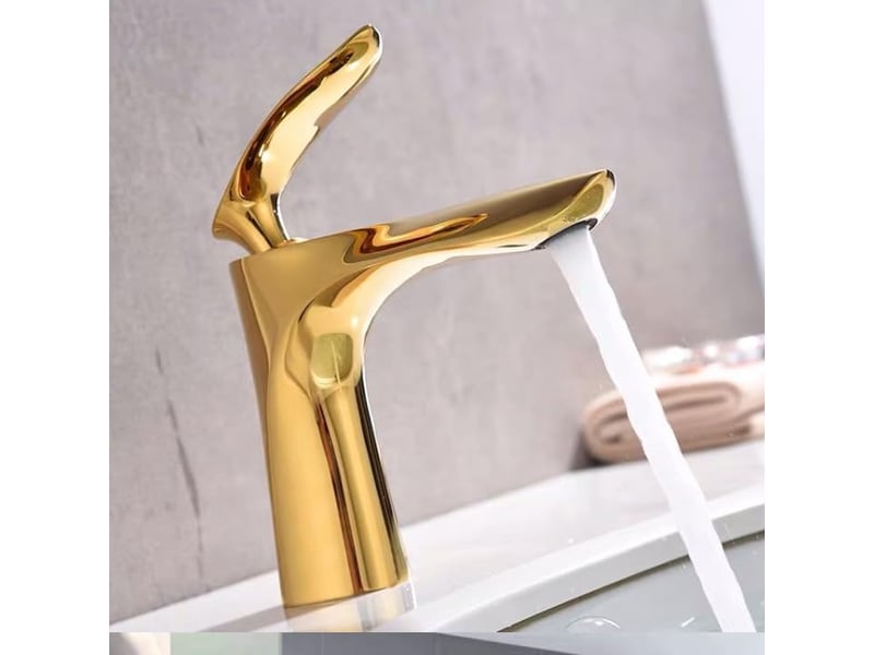  Robinet lavabo salle de bain en laiton - mitigeur finition or chrome doré, avec tuyau, élégant et durable  - Conforama D