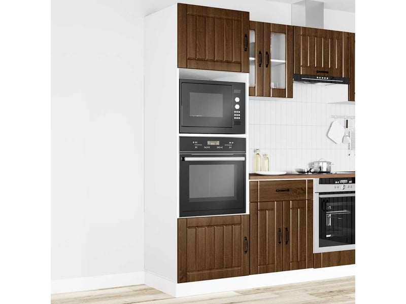 Meuble de rangement, armoires de four lucca en bois d'ingénierie chêne brun - Conforama C