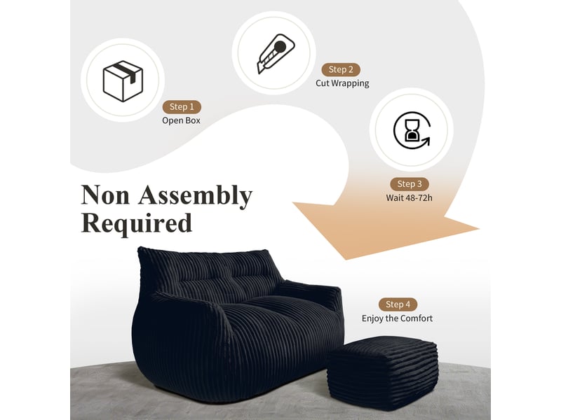  Fauteuil poire double grand format avec pouf assorti, pour salon et chambre  - Conforama D