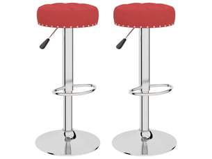 Lot de 2 tabouret de bar, chaise de bar rouge bordeaux tissu shl6747