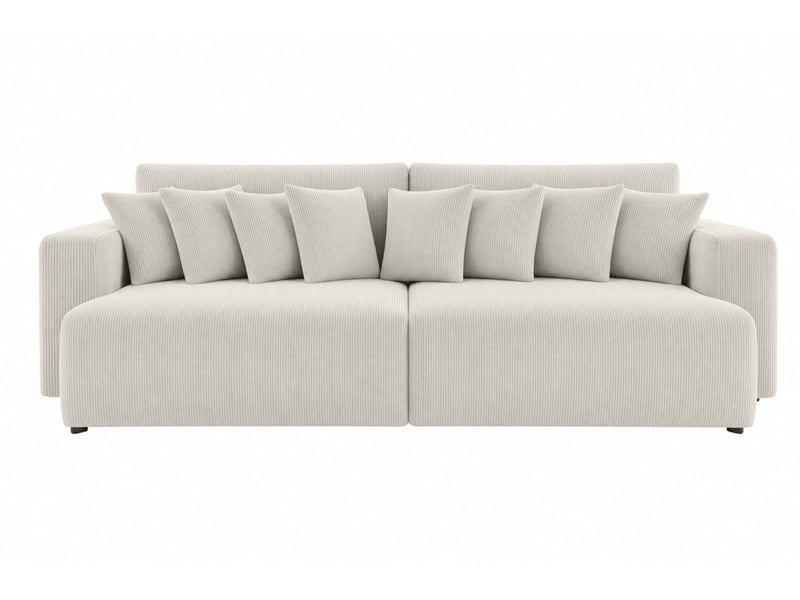  Suzie - canapé droit convertible petit velours côtelé 4 places blanc  - Conforama A
