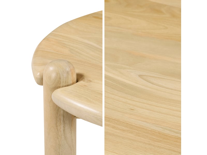  Table basse ronde en bois de manguier massif teinte claire tori  - Conforama D