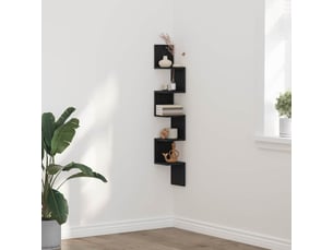 Étagère d'angle, armoire de rangement montage mural chêne noir 20 x 20 x 127,5 cm cf41383