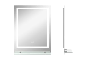 Miroir de salle de bain led 70 x 50 cm – transparent – antibuée, étagère et commande tactile à mémoire