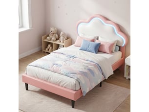 Lit simple 90x190 cm <strong>Lonelyo</strong> <strong></strong> coloris rose