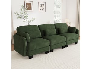 Canapé droit compressé fixe OKWISH 3 places Tissu vert