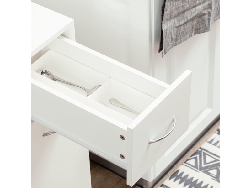  Chariot de cuisine avec 1 tiroir et 2 étagères ouvertes sur roulettes pour 25 x 50 x 85 cm blanc  - Conforama W