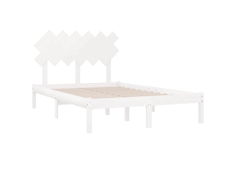 Lit double- lit adulte -  cadre de lit sans matelas blanc 135x190 cm bois massif  - Conforama C