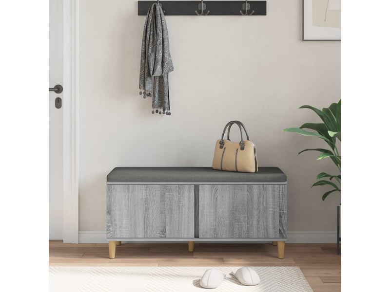  Banc d'entrée, banc interieur avec coussin gris sonoma 100x38x46 cm shl41488  - Conforama D