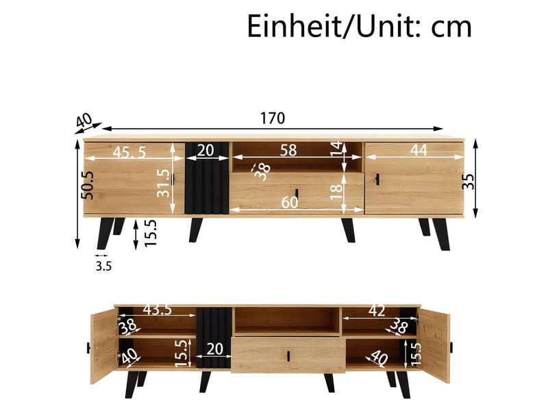  Ensemble de meubles de salon moderne - 3 pièces - table basse - meuble tv 170x40x50.5 cm 100x60x45cm - Conforama W