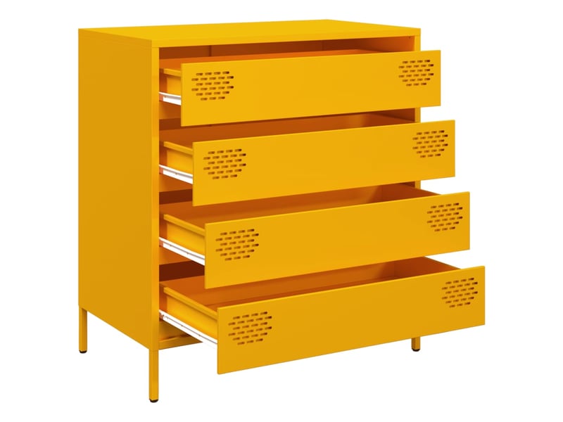  Buffet - bahut - meuble de rangement jaune moutarde 68x39x73,5 cm acier laminé à froid  - Conforama D