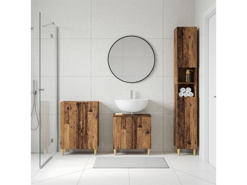 Ensemble de meuble de salle de bain 3 pièces delft bois ancien cf63373 - Conforama B