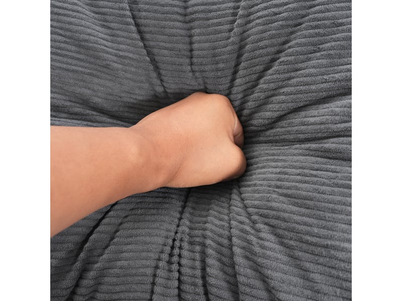  Fauteuil relax ovale 170x112,5x83 cm gris foncé en velours côtelé, assise profonde sans montage  - Conforama E