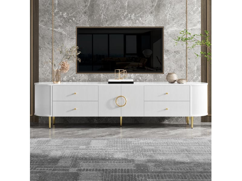  Meuble tv 180 cm avec tiroirs et passe-câbles homvra  - Conforama C