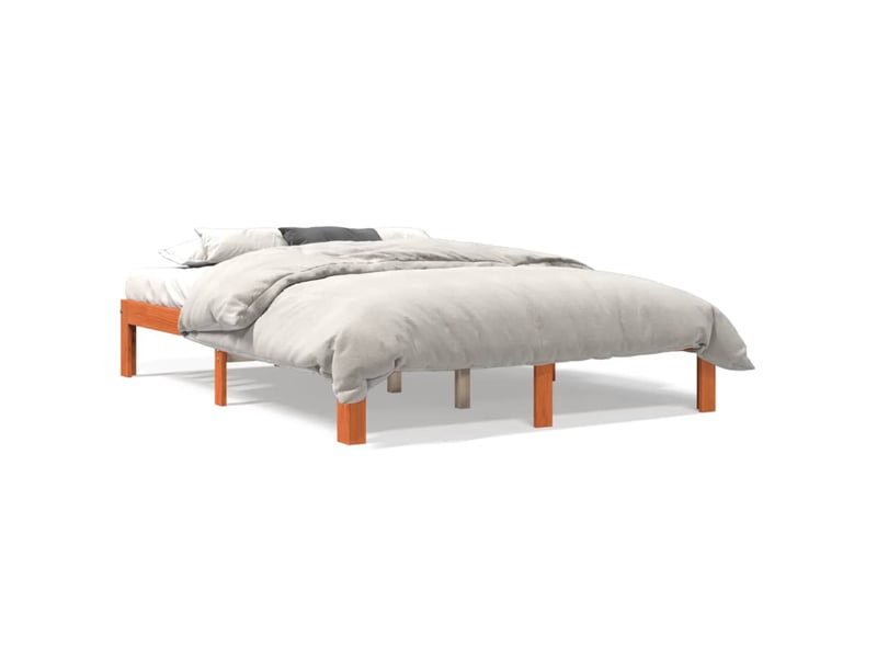  Lit double- lit adulte -  cadre de lit sans matelas  marron 135x190cm bois pin massif  - Conforama A