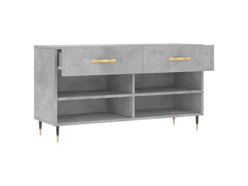  Banc à chaussures, meuble à chaussures gris béton 102x35x55 cm bois d'ingénierie shl2519  - Conforama E