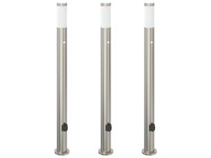 Lot de 3 borne lumineuse avec détecteur et prise 110 cm acier inoxydable ip44 shl60222