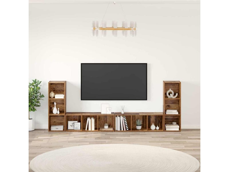  Ensemble meuble tv - banc tv - meuble de rangement 4 pcs bois ancien bois d'ingénierie  - Conforama B