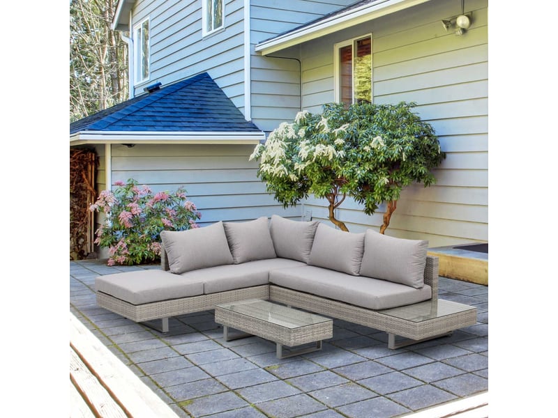  Salon de jardin d'angle 5 places – design contemporain – table incluse  - Conforama D