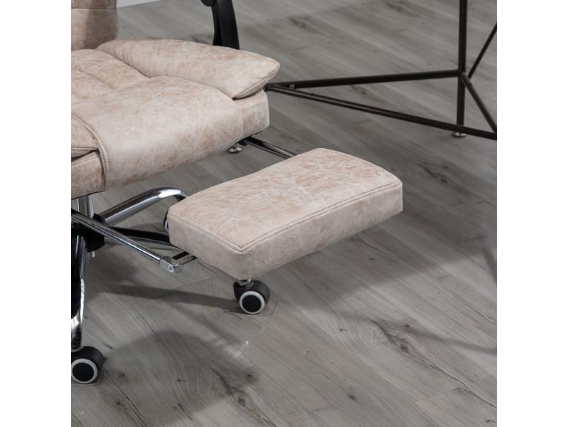  Chaise de bureau pivotante beige en tissu, inclinable à 135° avec repose-pieds et hauteur réglable  - Conforama E