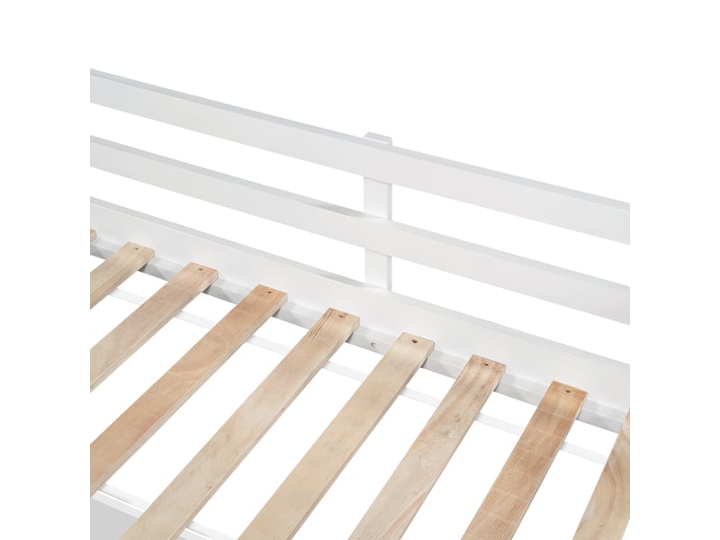  Lit simple 90x200 cm avec 2 tiroirs et 4 niches, blanc, sans matelas  - Conforama E