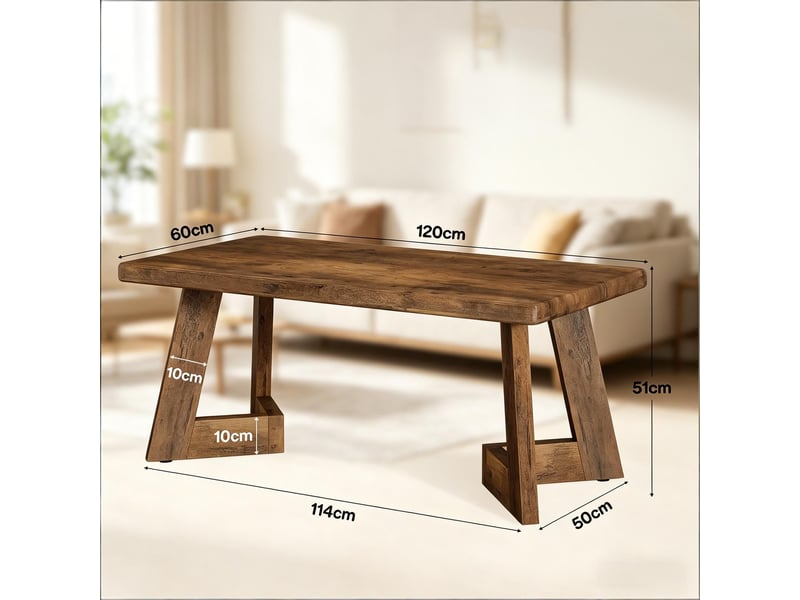 Table basse rectangulaire pour salon en panneaux de particules 120×60×51 cm marron rustique - Conforama D