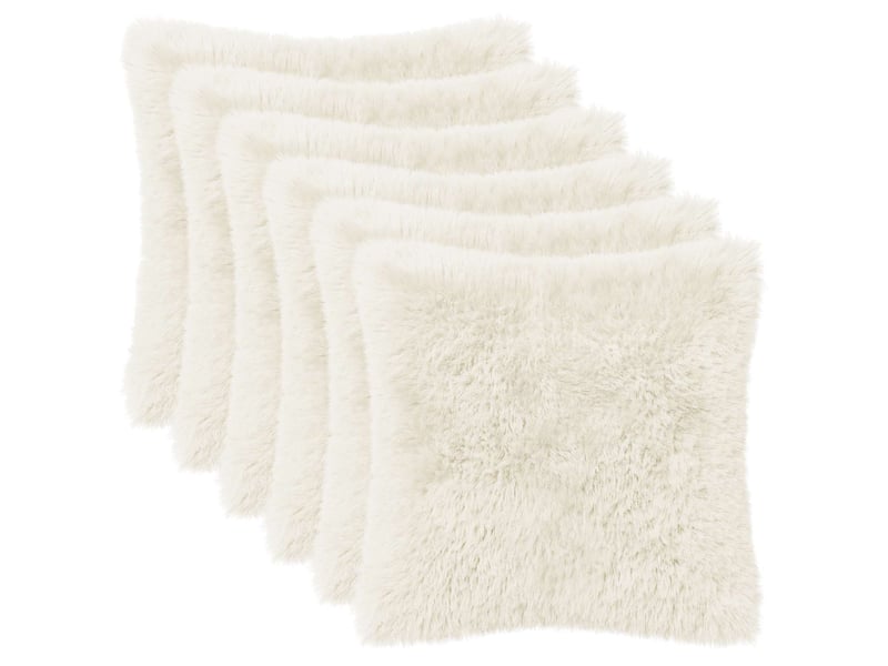  Lot de 2 coussins avec oreiller, coussins décoratifs heerlen blanc fleece pv cf50404  - Conforama A