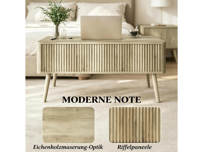  Table basse relevable avec rangements en mdf coloris chêne 91 x 56 x 43 cm T5828P544201 - Conforama D