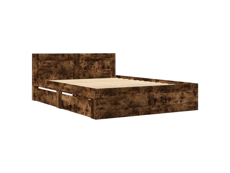  Lit double- lit adulte -  cadre de lit et tête de lit sans matelas chêne fumé 120x190 cm  - Conforama B