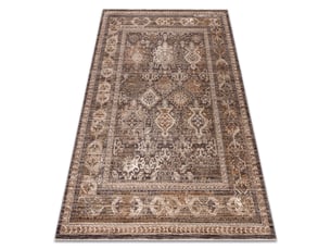 Tapis laris 734 brun clair   beige – motif cadre, ornemental, classique, franges 80x300 cm